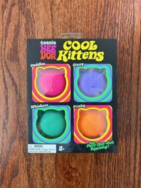 Schylling NeeDoh Teenie Cool Cats 4-Pack Squishy Stress Toy Sensory Fidget NEW